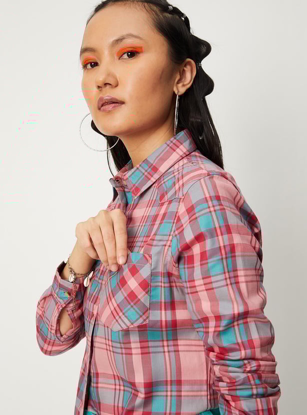 Women Checked Yarn Dyed Shirt