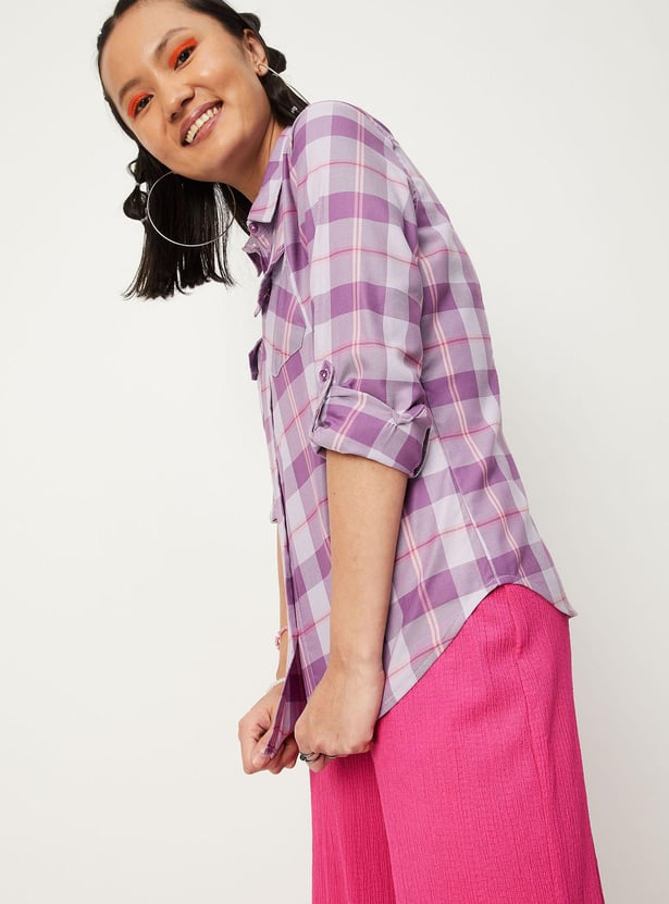 Women Checked Yarn Dyed Casual Shirt