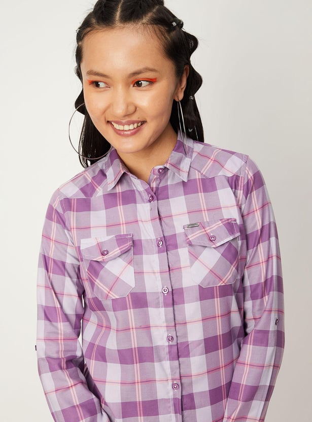 Women Checked Yarn Dyed Casual Shirt