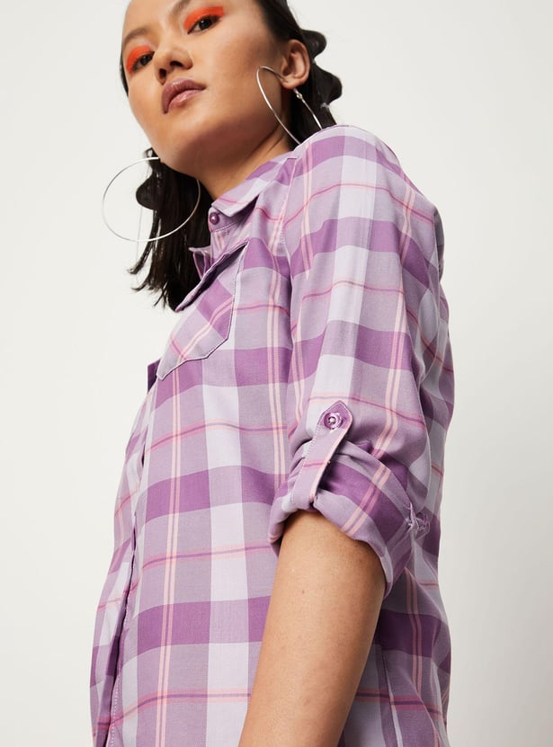 Women Checked Yarn Dyed Casual Shirt
