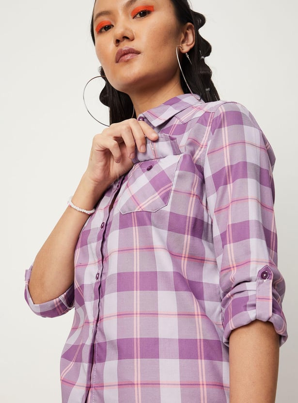 Women Checked Yarn Dyed Casual Shirt