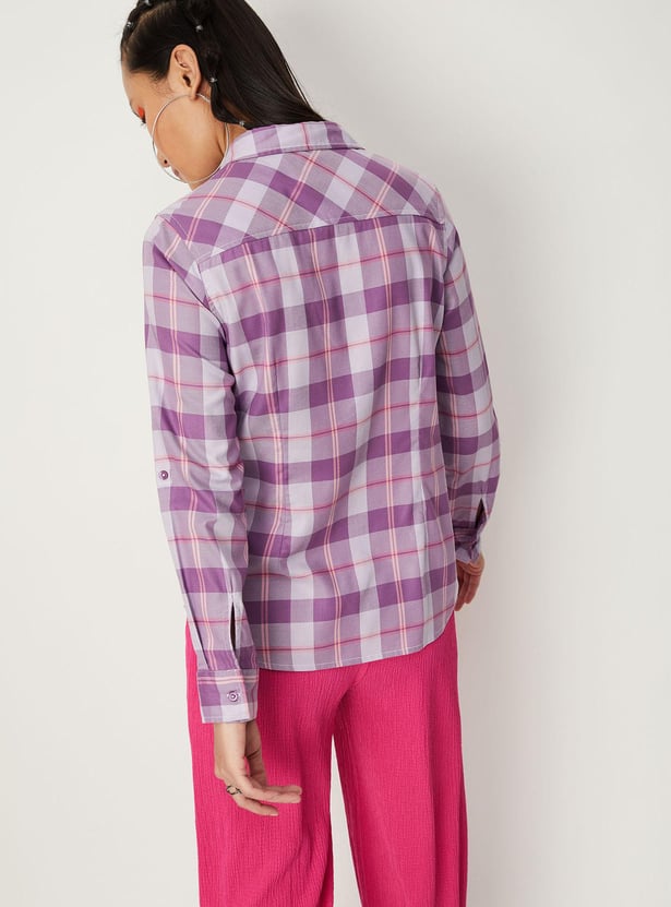 Women Checked Yarn Dyed Casual Shirt