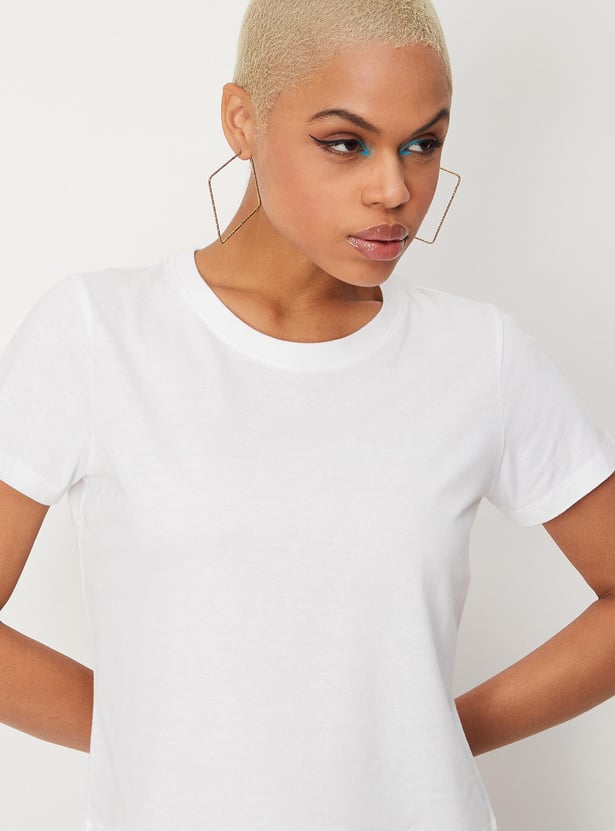 Women Solid Denim A-line Dress with T-shirt