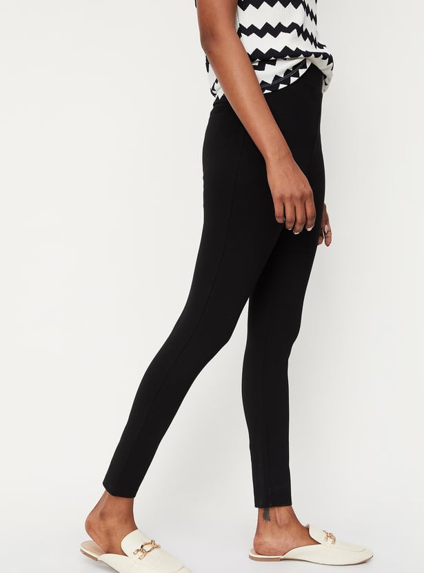 Women Solid Ponte Knit Trousers