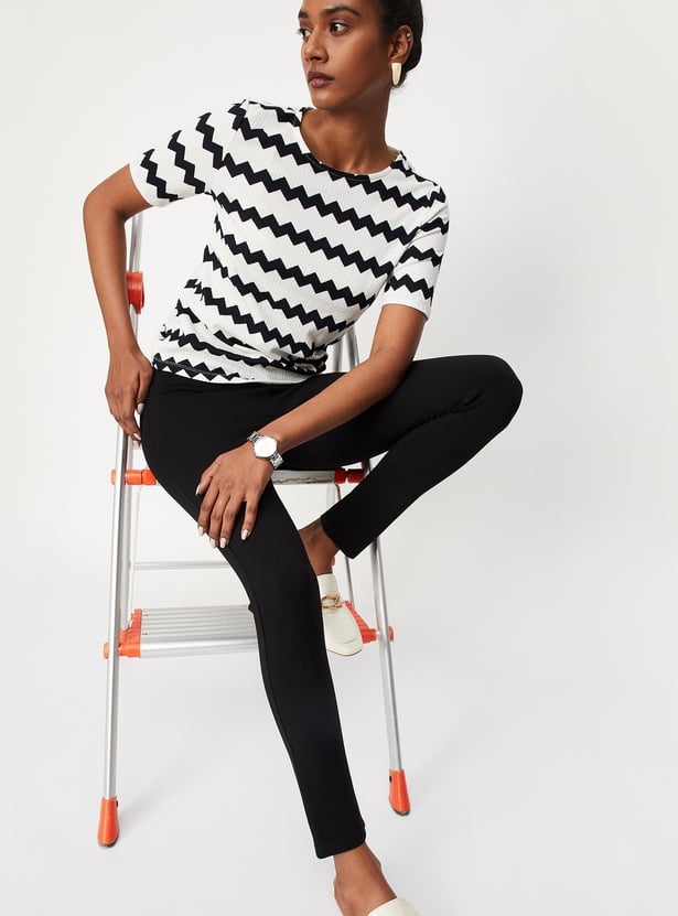 Women Solid Ponte Knit Trousers