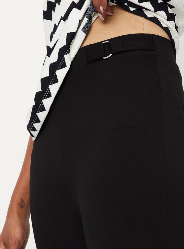 Women Solid Ponte Knit Trousers