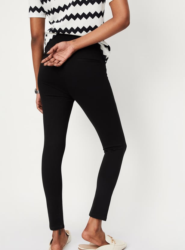 Women Solid Ponte Knit Trousers