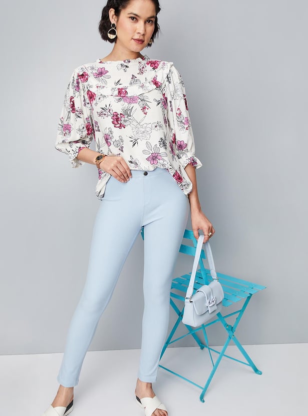 Women Floral Printed Frill Relaxed Top