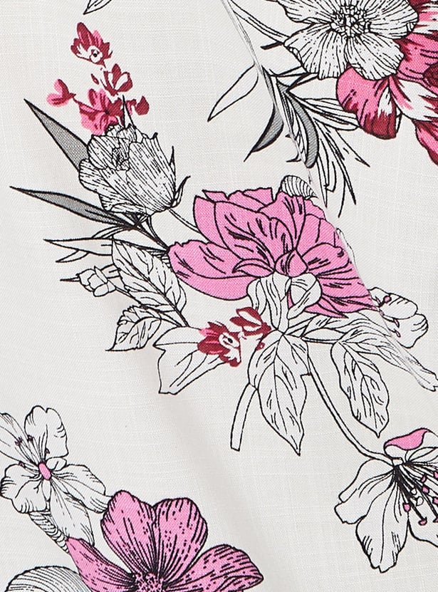 Women Floral Printed Frill Relaxed Top