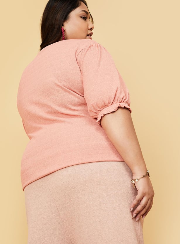 Women Solid Puffed Sleeve Top