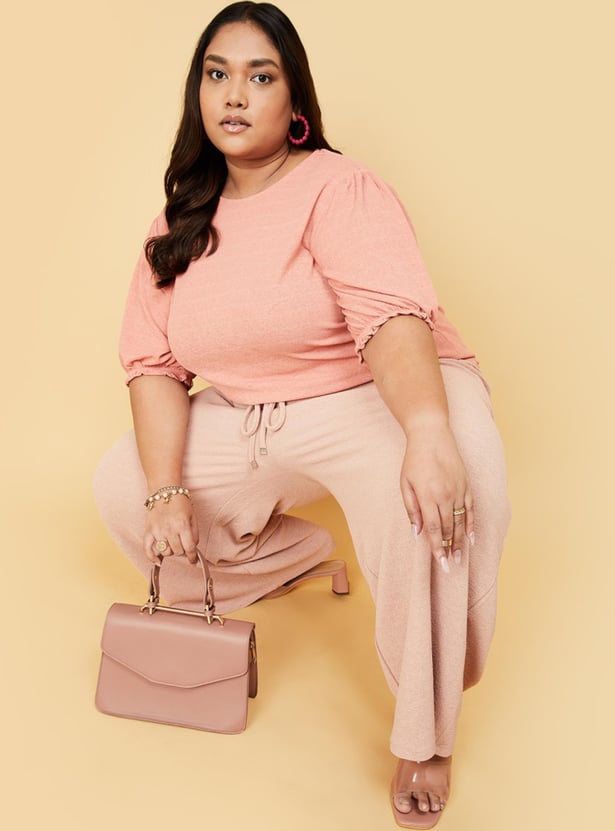 Women Solid Puffed Sleeve Top
