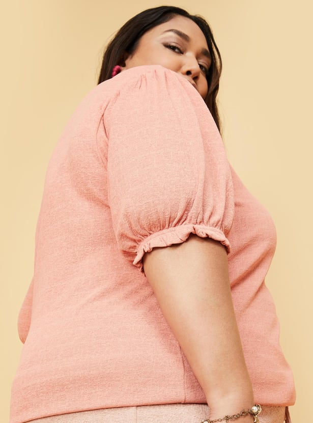 Women Solid Puffed Sleeve Top