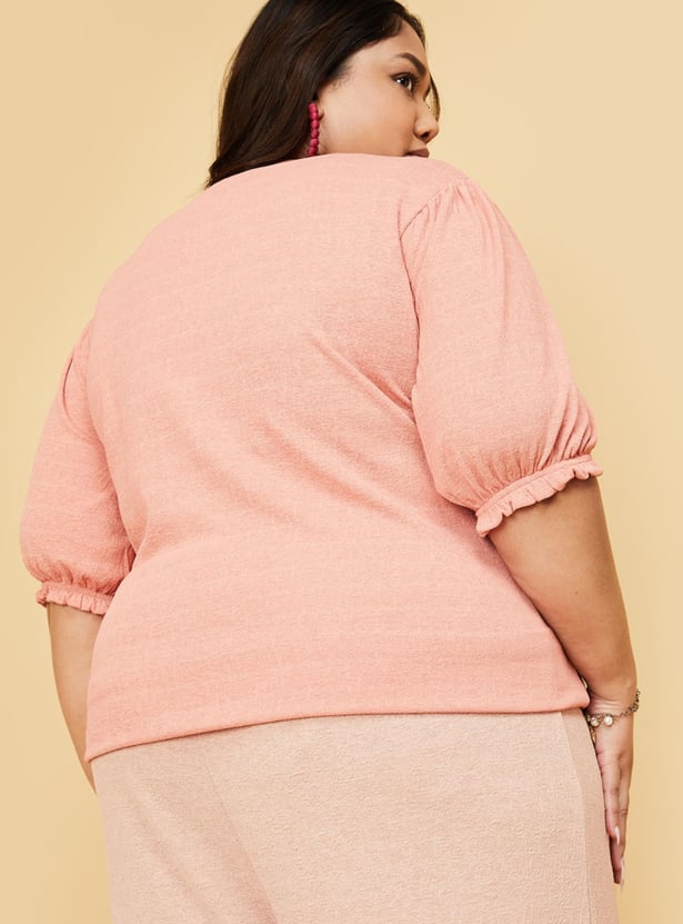 Women Solid Puffed Sleeve Top