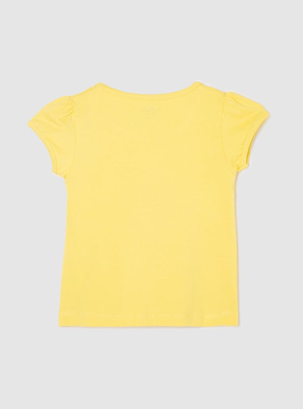 Girls Round Neck Graphic T-shirt