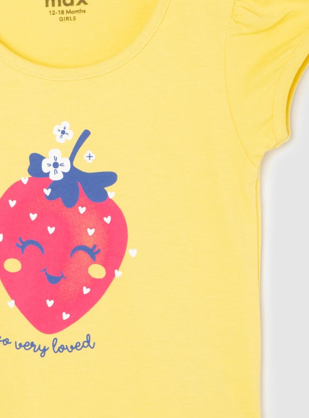 Girls Round Neck Graphic T-shirt