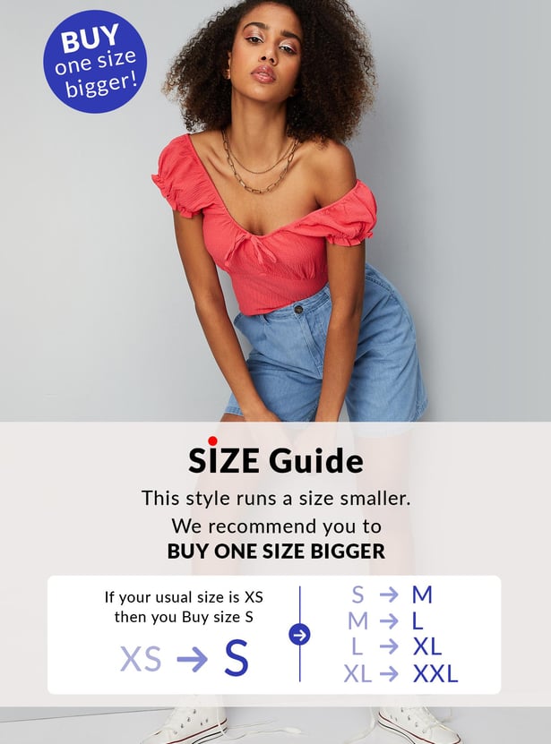 Women Textured Crop Top
