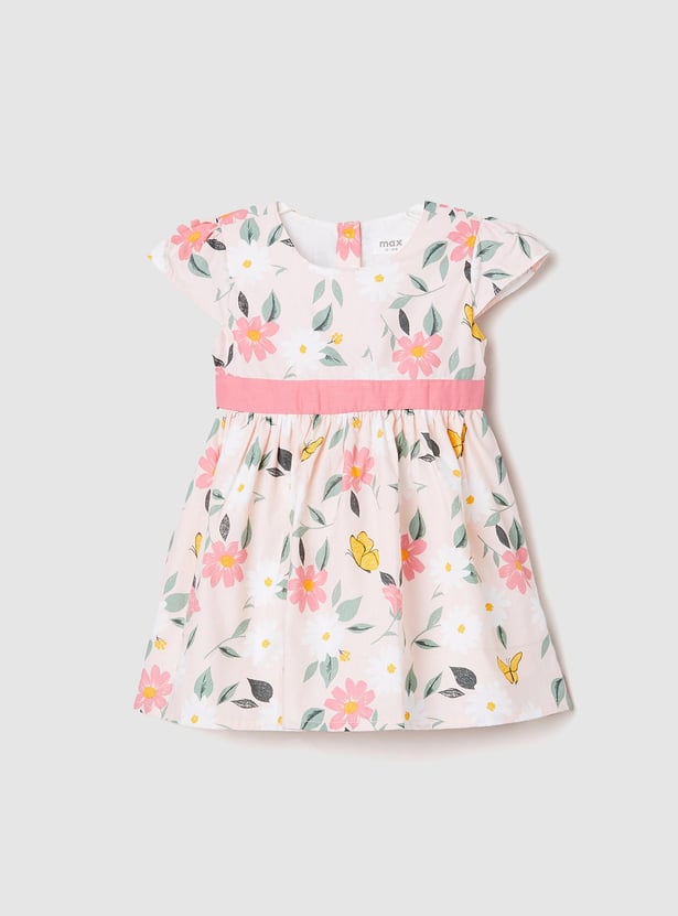 Girls Printed Belted Dress