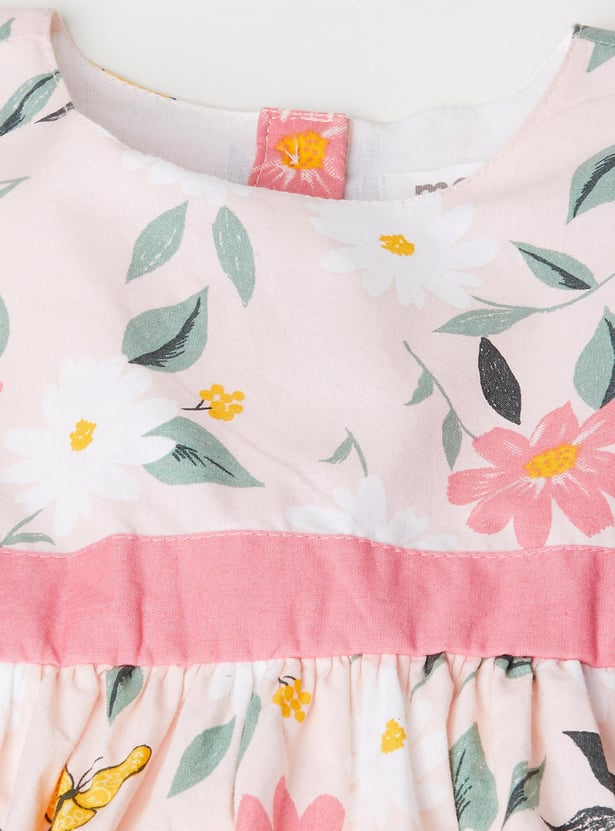 Girls Printed Belted Dress