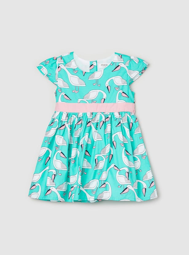 Girls Graphic Printed Fit and Flare Dress