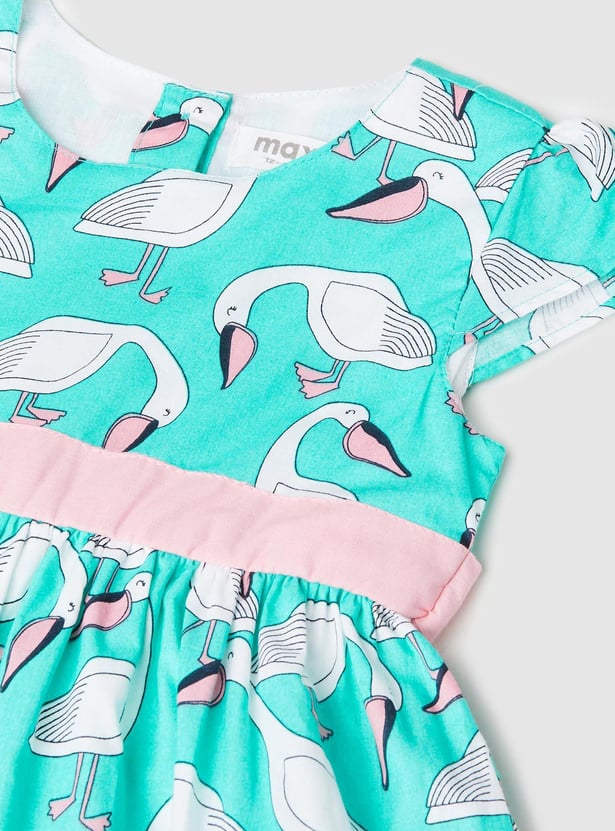 Girls Graphic Printed Fit and Flare Dress