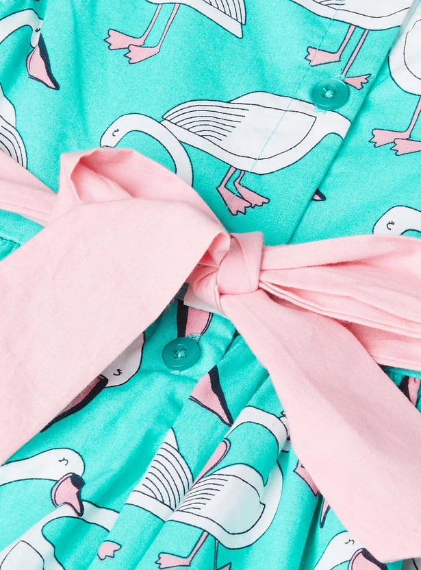 Girls Graphic Printed Fit and Flare Dress