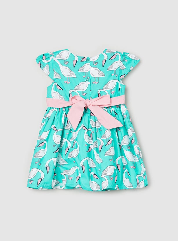 Girls Graphic Printed Fit and Flare Dress