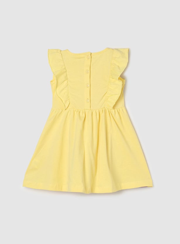 Girls Floral Printed Ruffled Dress