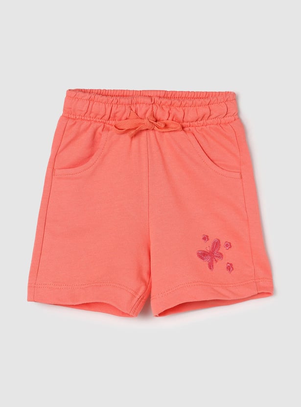 Girls Embroidered Drawstring Shorts