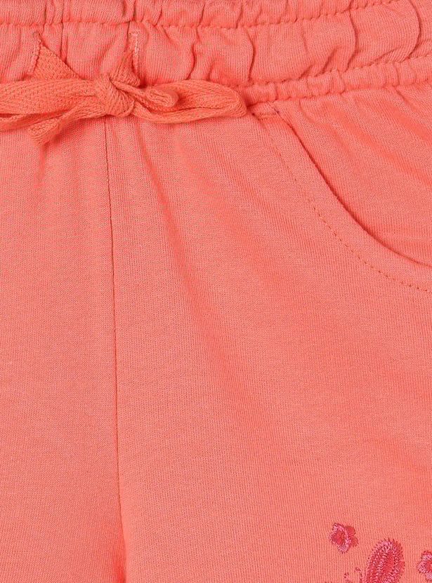 Girls Embroidered Drawstring Shorts