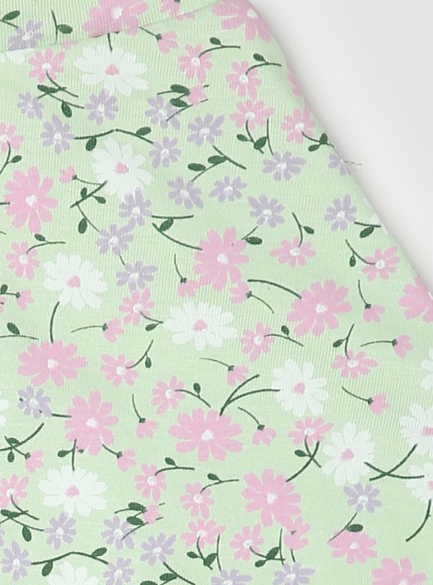 Girls Floral Printed Skirt with Inner Shorts