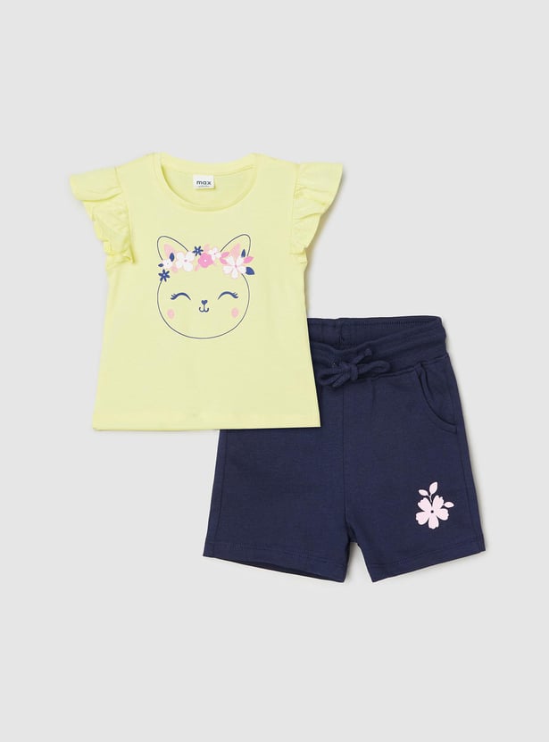 Girls Printed Shorts Set