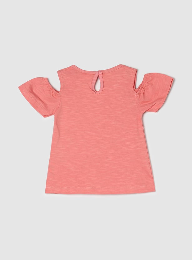 Girls Printed Cold Shoulder Top