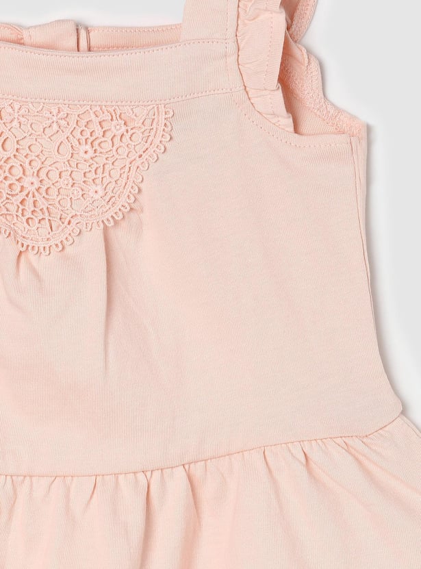 Girls Embroidered Square Neck Casual Top