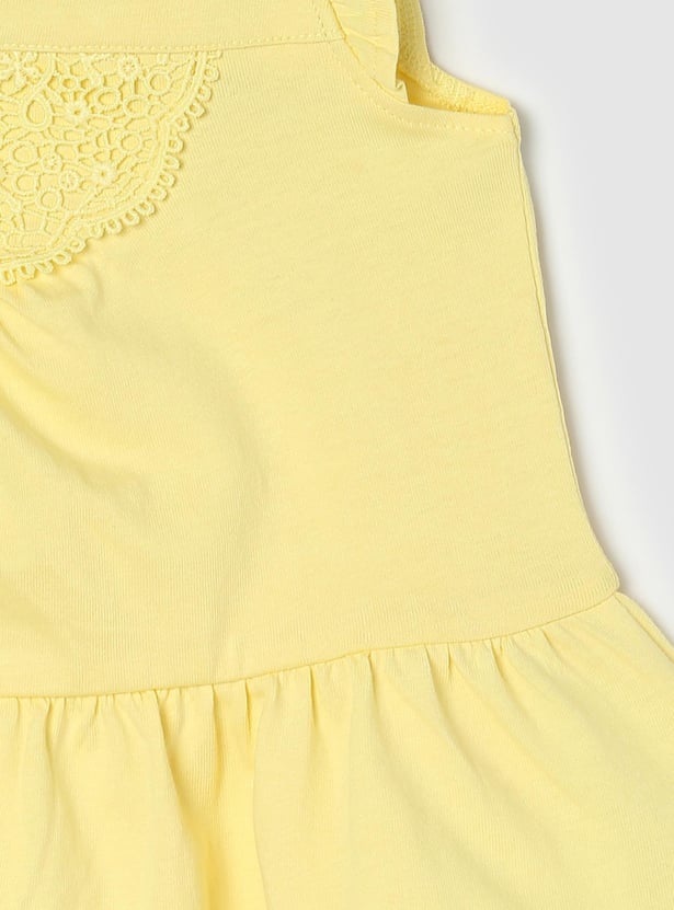 Girls Embroidered Square Neck Casual Top