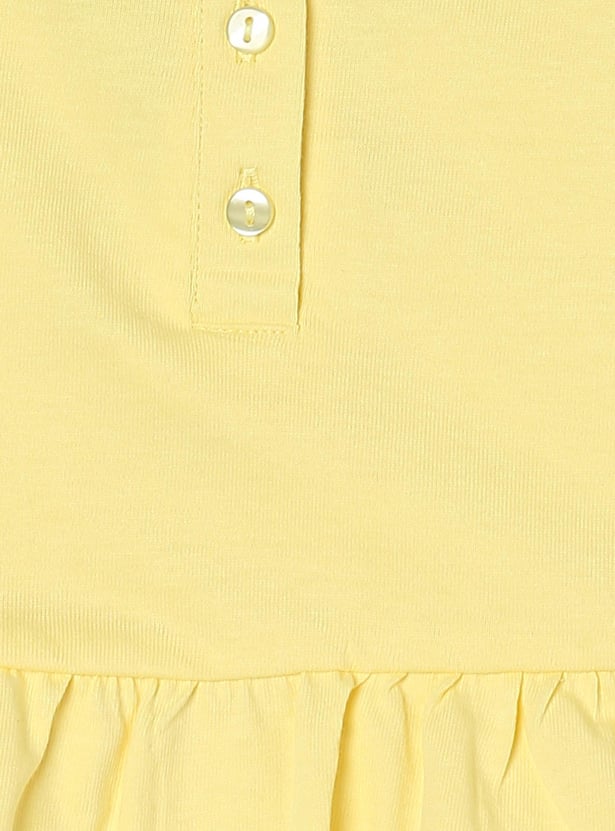 Girls Embroidered Square Neck Casual Top