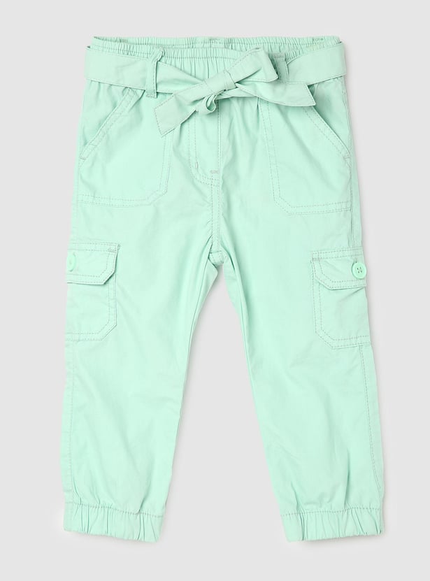 Girls Solid Cargo Joggers