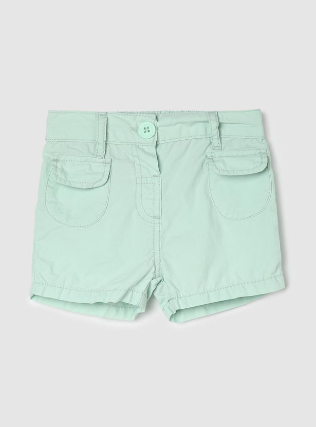 Girls Solid Casual Cotton Shorts