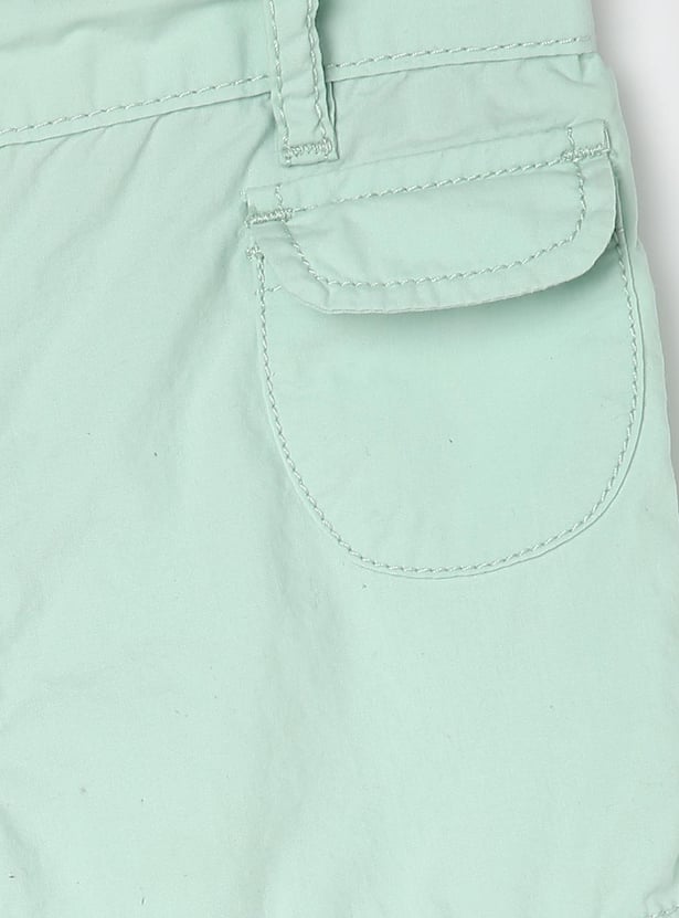 Girls Solid Casual Cotton Shorts