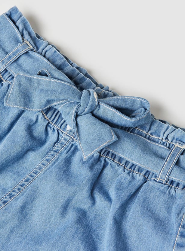 Girls Solid Woven Shorts