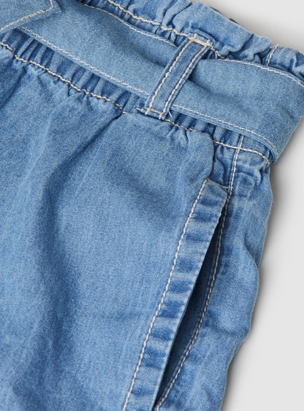 Girls Solid Woven Shorts