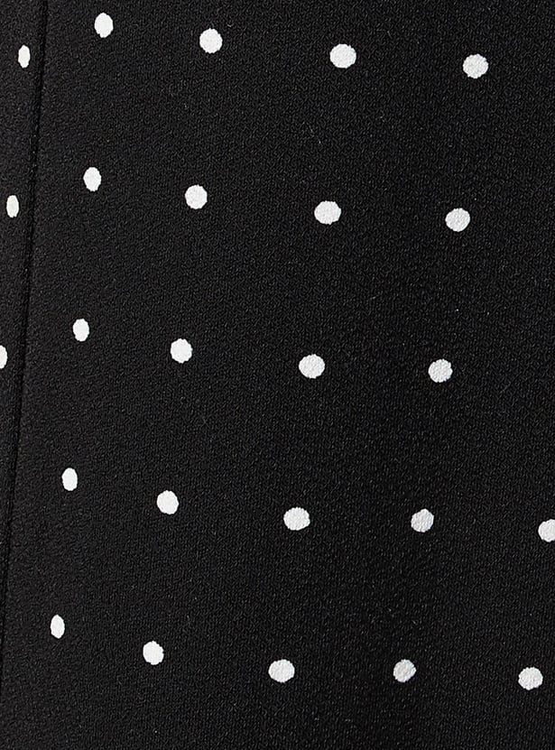 Women Polka Dot Belted Trousers
