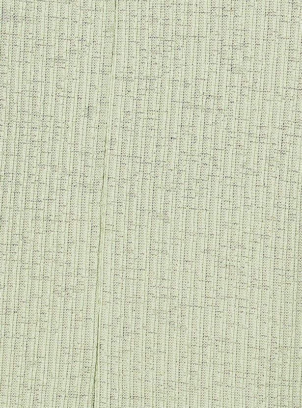 Women Rib Knit High Neck Top