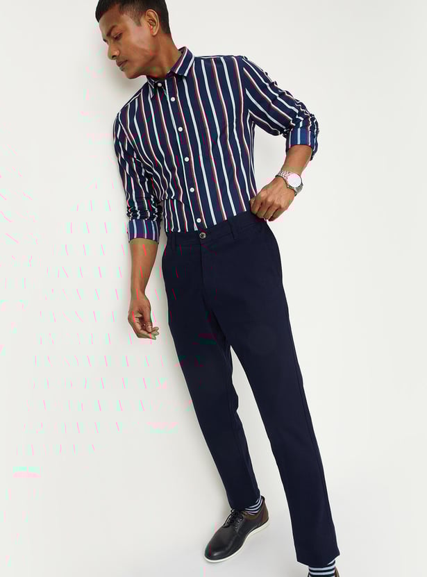 Men Striped Full Sleeves Slim Fit Smart Casual Shirt