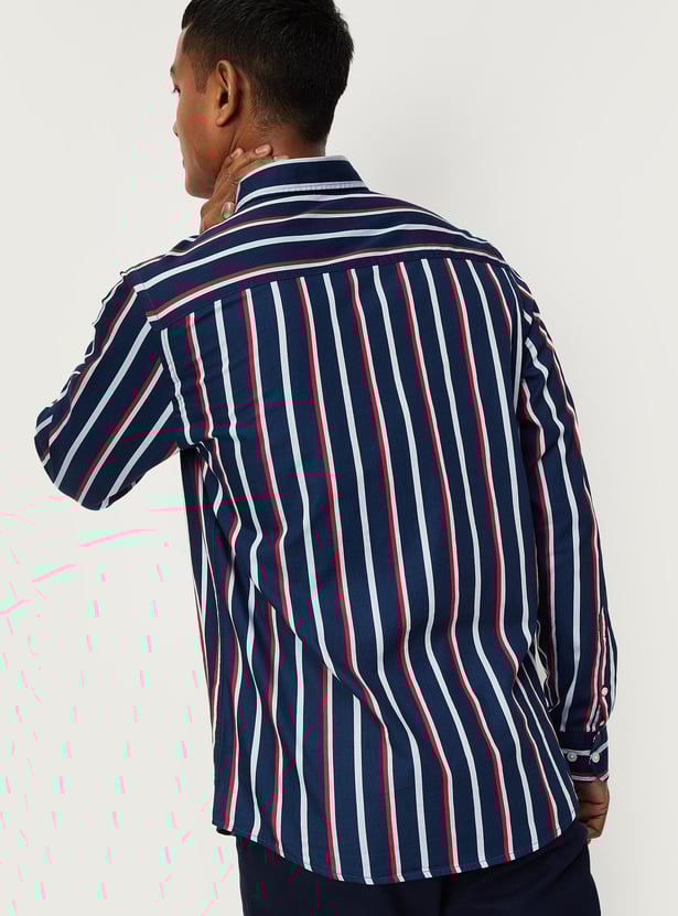 Men Striped Full Sleeves Slim Fit Smart Casual Shirt