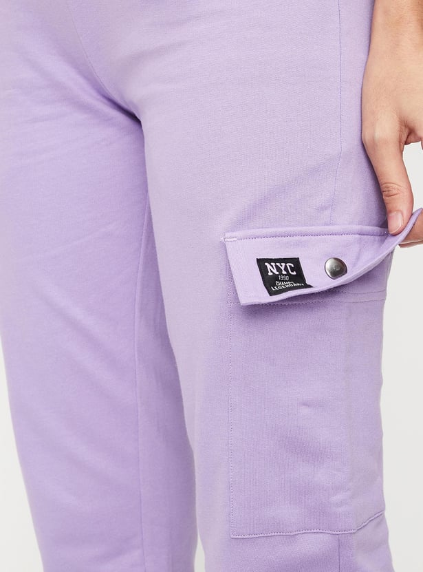 Women Solid Belted Cargo Joggers