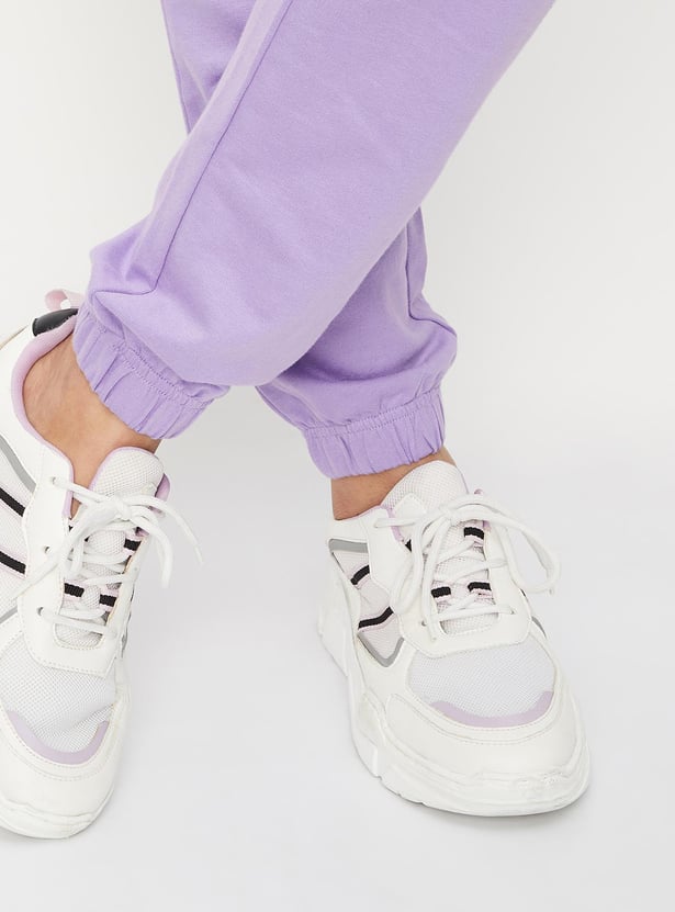 Women Solid Belted Cargo Joggers