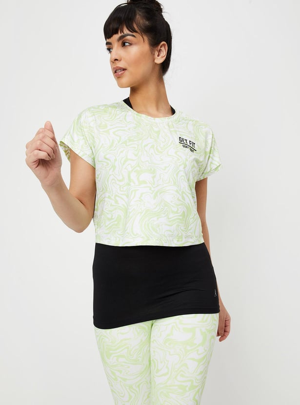 Women Marble Printed Layered Top