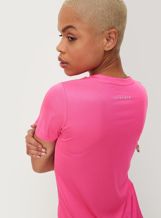 Women Printed Round Neck Sports T-shirt