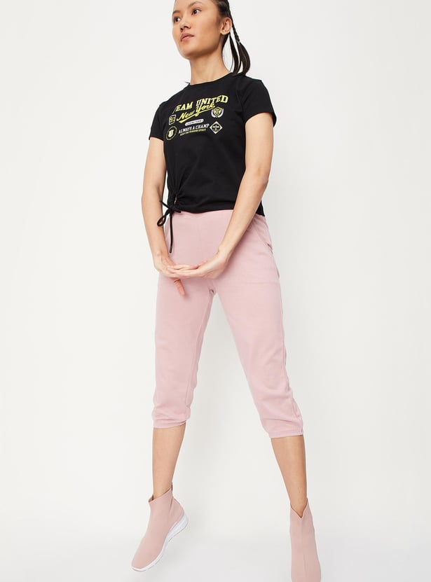 Women Graphic Printed Tie-Up T-shirt