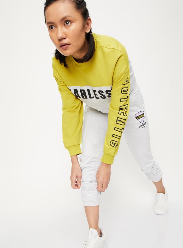 Women Typographic Printed Full Sleeves T-shirt